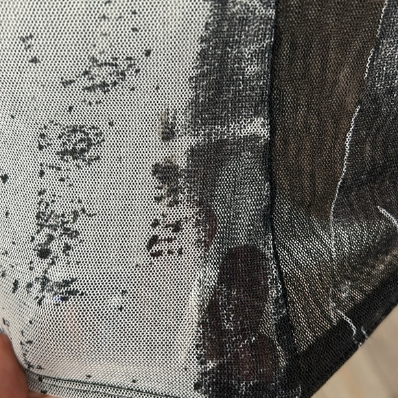 Italian Le Gatte Sheer V- neck Stretchy Mini Mesh Dress  size US 6 - Picture 9 of 13